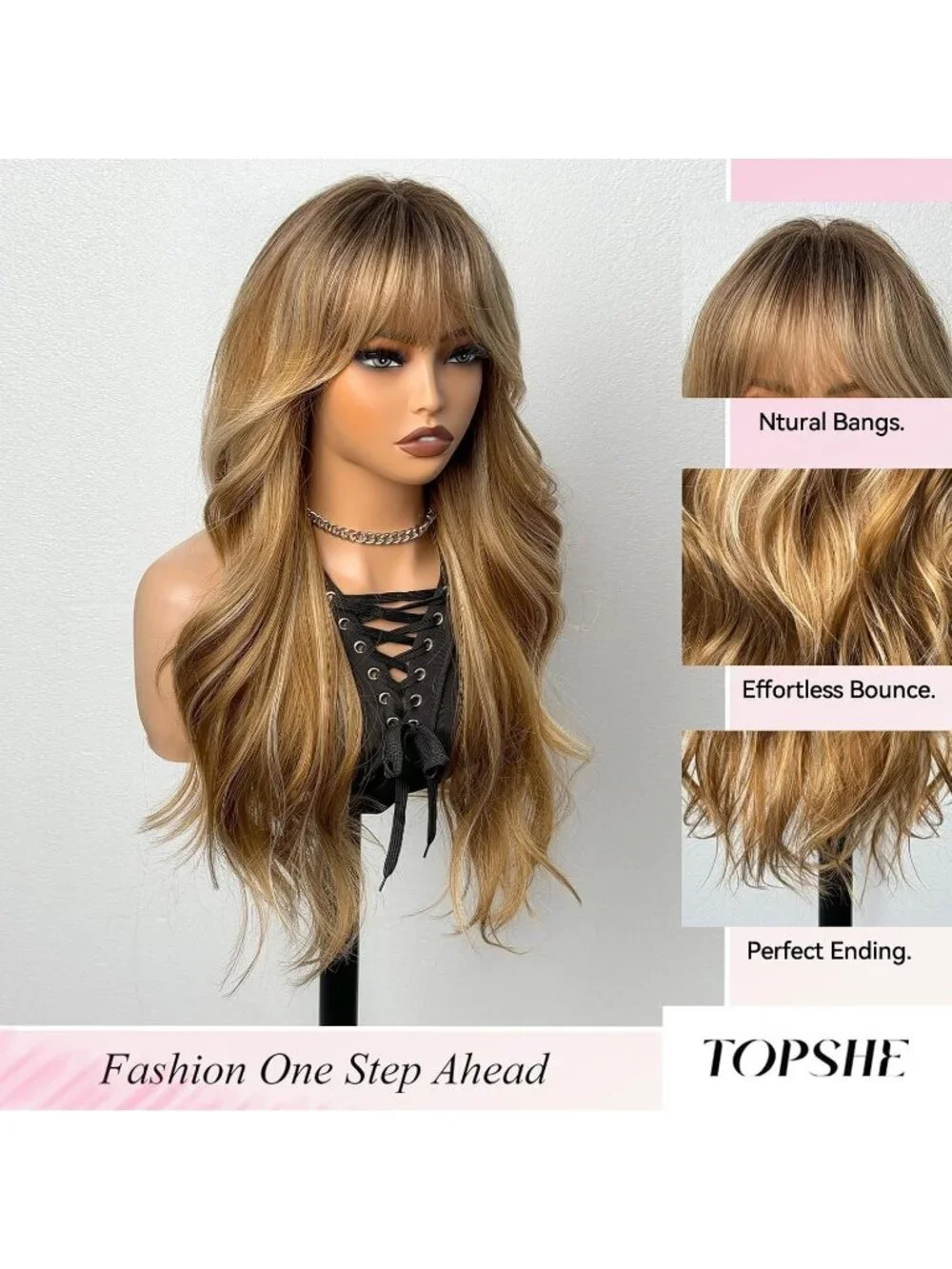 Women's Light Brown 24 Inch Heat Resistant Synthetic Short Wavy Long Curly Wigs - Picture 4 of 6